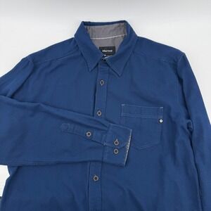 Marmot Mens Large Blue Long Sleeve Button Up Flannel Shirt SCC-304